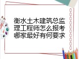 衡水土木建筑总监理工程师怎么报考哪家最好有何要求