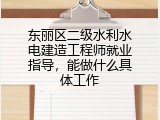东丽区二级水利水电建造工程师就业指导，能做什么具体工作