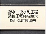 衡水一级水利工程造价工程师成绩大概什么时候出来