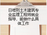 日喀则土木建筑专业监理工程师就业指导，能做什么具体工作