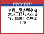 临夏二级水利水电建造工程师就业指导，能做什么具体工作