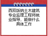 西双版纳土木建筑专业监理工程师就业指导，能做什么具体工作