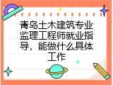 青岛土木建筑专业监理工程师就业指导，能做什么具体工作