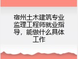 宿州土木建筑专业监理工程师就业指导，能做什么具体工作