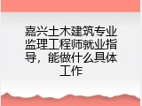 嘉兴土木建筑专业监理工程师就业指导，能做什么具体工作