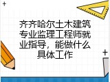 齐齐哈尔土木建筑专业监理工程师就业指导，能做什么具体工作