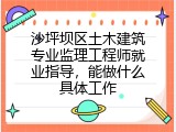 沙坪坝区土木建筑专业监理工程师就业指导，能做什么具体工作