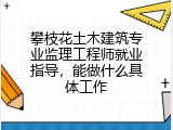 攀枝花土木建筑专业监理工程师就业指导，能做什么具体工作