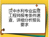 汉中水利专业监理工程师报考条件速查，详细分析报名要求