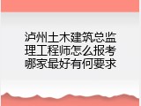 泸州土木建筑总监理工程师怎么报考哪家最好有何要求