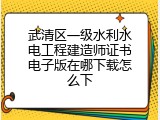 武清区一级水利水电工程建造师证书电子版在哪下载怎么下