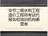 毕节二级水利工程造价工程师考试代报名和培训机构哪里有