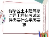 铜梁区土木建筑总监理工程师考试条件需要什么学历要求