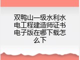 双鸭山一级水利水电工程建造师证书电子版在哪下载怎么下