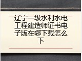 辽宁一级水利水电工程建造师证书电子版在哪下载怎么下