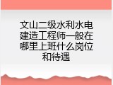 文山二级水利水电建造工程师一般在哪里上班什么岗位和待遇