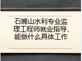 石嘴山水利专业监理工程师就业指导，能做什么具体工作