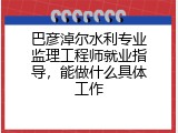 巴彦淖尔水利专业监理工程师就业指导，能做什么具体工作