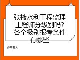 张掖水利工程监理工程师分级别吗？各个级别报考条件有哪些