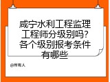 咸宁水利工程监理工程师分级别吗？各个级别报考条件有哪些