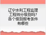 辽宁水利工程监理工程师分级别吗？各个级别报考条件有哪些