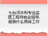 七台河水利专业监理工程师就业指导，能做什么具体工作
