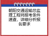 朝阳交通运输总监理工程师报考条件速查，详细分析报名要求
