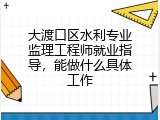 大渡口区水利专业监理工程师就业指导，能做什么具体工作