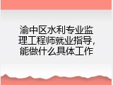 渝中区水利专业监理工程师就业指导，能做什么具体工作
