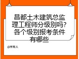 昌都土木建筑总监理工程师分级别吗？各个级别报考条件有哪些