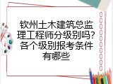 钦州土木建筑总监理工程师分级别吗？各个级别报考条件有哪些