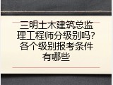 三明土木建筑总监理工程师分级别吗？各个级别报考条件有哪些