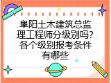 阜阳土木建筑总监理工程师分级别吗？各个级别报考条件有哪些