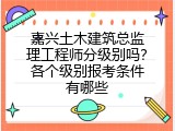 嘉兴土木建筑总监理工程师分级别吗？各个级别报考条件有哪些