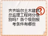 齐齐哈尔土木建筑总监理工程师分级别吗？各个级别报考条件有哪些