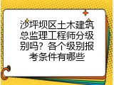 沙坪坝区土木建筑总监理工程师分级别吗？各个级别报考条件有哪些