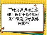 玉林交通运输总监理工程师分级别吗？各个级别报考条件有哪些