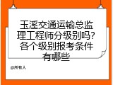 玉溪交通运输总监理工程师分级别吗？各个级别报考条件有哪些