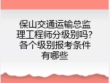 保山交通运输总监理工程师分级别吗？各个级别报考条件有哪些
