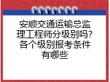 安顺交通运输总监理工程师分级别吗？各个级别报考条件有哪些