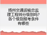 扬州交通运输总监理工程师分级别吗？各个级别报考条件有哪些