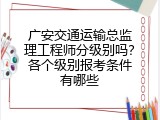 广安交通运输总监理工程师分级别吗？各个级别报考条件有哪些