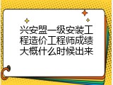 兴安盟一级安装工程造价工程师成绩大概什么时候出来
