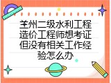 兰州二级水利工程造价工程师想考证但没有相关工作经验怎么办
