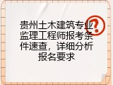 贵州土木建筑专业监理工程师报考条件速查，详细分析报名要求