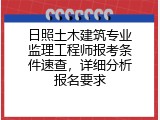 日照土木建筑专业监理工程师报考条件速查，详细分析报名要求