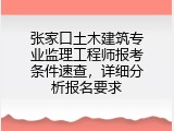 张家口土木建筑专业监理工程师报考条件速查，详细分析报名要求