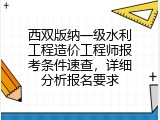 西双版纳一级水利工程造价工程师报考条件速查，详细分析报名要求