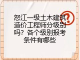 怒江一级土木建筑造价工程师分级别吗？各个级别报考条件有哪些
