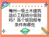 梅州一级土木建筑造价工程师分级别吗？各个级别报考条件有哪些